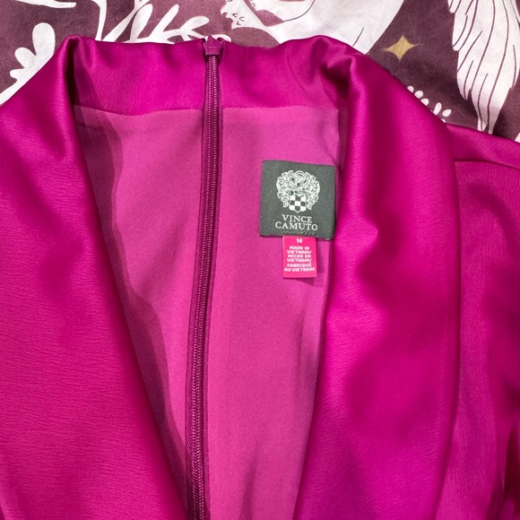 Vince Camuto Pink Satin Wrap Dress with Collar - Picture 7 of 8